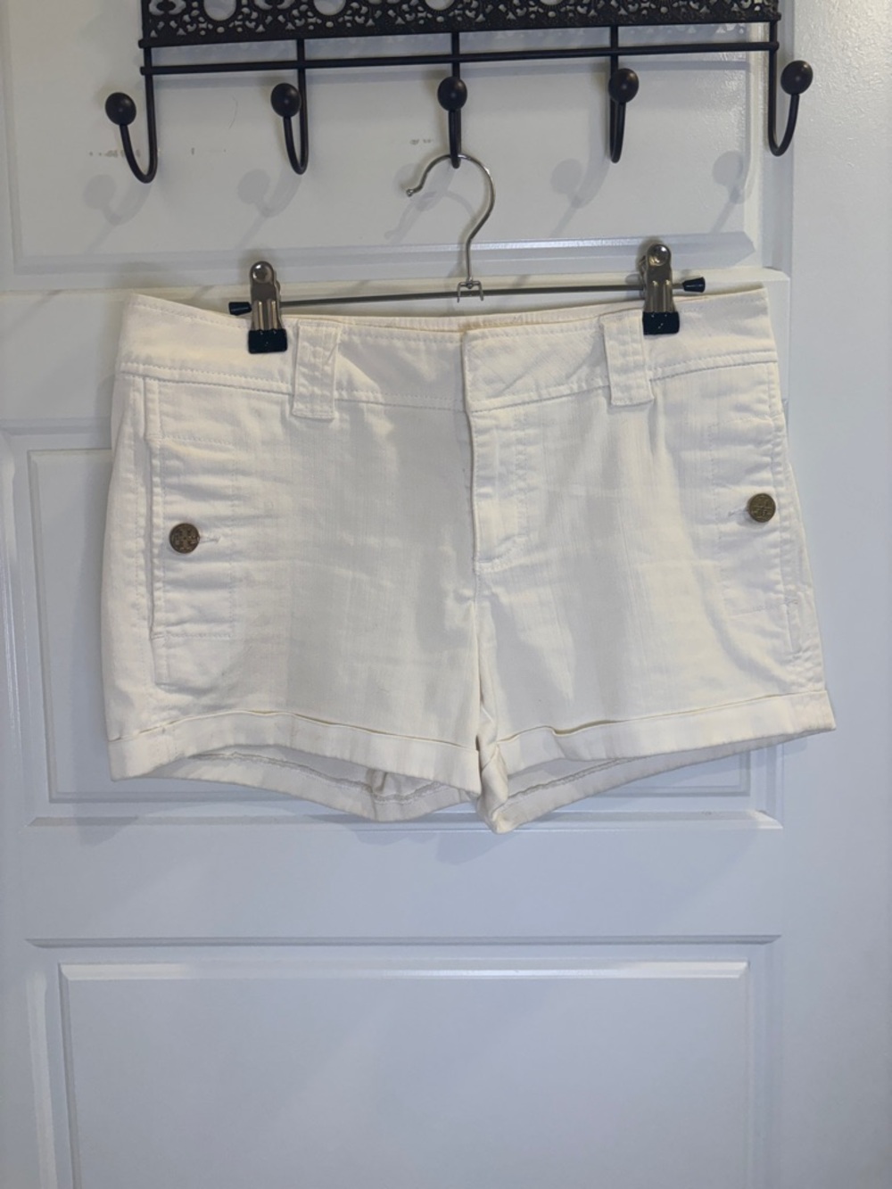 Tory Burch White Flap Pocket Shorts Size 27 Cotton Stretch Summer